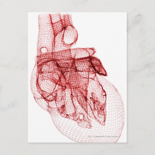 Digitaal wireframe van het menselijk hart briefkaart (Voorkant)