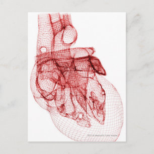 Digitaal wireframe van het menselijk hart briefkaart