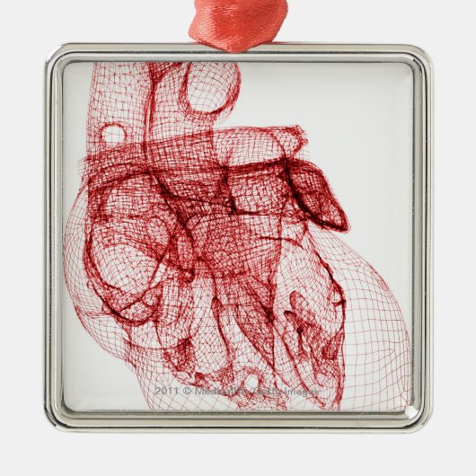 Digitaal wireframe van het menselijk hart metalen ornament (Voorkant)