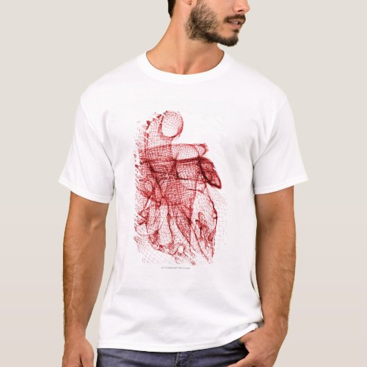 Digitaal wireframe van het menselijk hart t-shirt (Voorkant)