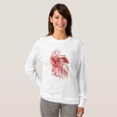 Digitaal wireframe van het menselijk hart t-shirt (Voorkant volledig)