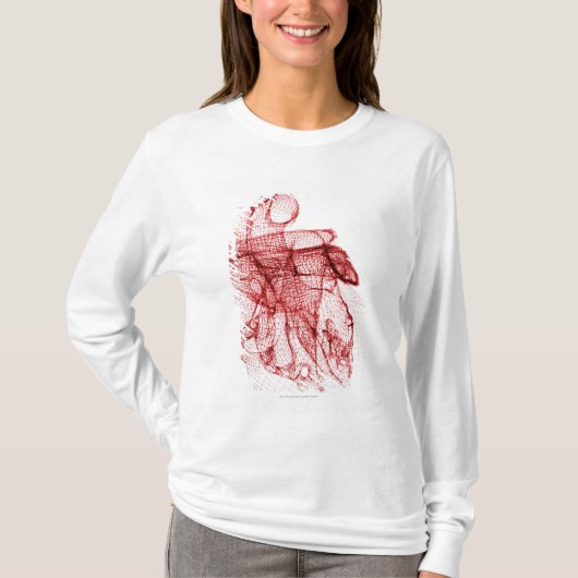 Digitaal wireframe van het menselijk hart t-shirt (Voorkant)