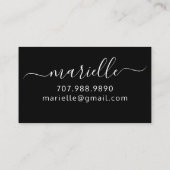 Digitaal wit monogram op zwarte roekkaart contactkaartje (Achterkant)