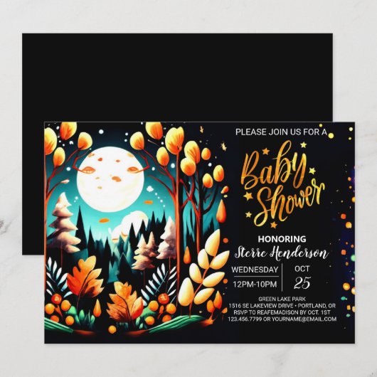 Digitaal Woodland Digitaal bewerkbaar Baby shower Kaart (Voorkant / Achterkant)