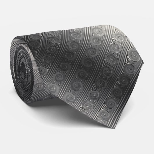 Digitaal zilver en cream Roman Ionic Column Design Stropdas (Opgerold)