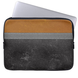 Digitaal zwart amber leder print modern laptop sleeve