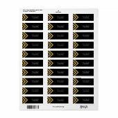 Digitaal zwart en Faux Gold Geometric Adres Etiket (Full Sheet)