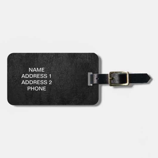 Digitaal zwart leder bagagelabel (Voorkant horizontaal)