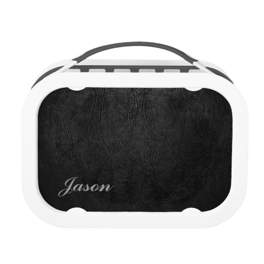 Digitaal zwart leder (monogrammed) lunchbox (Voorkant)