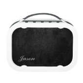 Digitaal zwart leder (monogrammed) lunchbox (Achterkant)