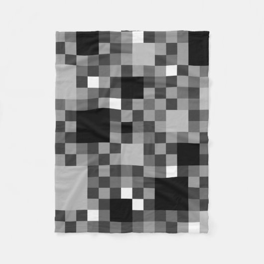 Digitaal zwart, pixelated Little Squares Fleece Deken (Voorkant)