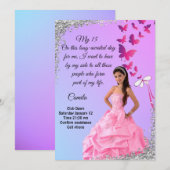 digital 15th birthday card, flower and butterfly kaart (Voorkant / Achterkant)