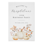 DIGITAL 35th Birthday Pumpkin Fall Leaves Welkom Perfect Poster (Voorkant)