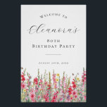 DIGITAL 80th Birthday August Geboorte Bloem Welkom Perfect Poster<br><div class="desc">Elegante zomerse waterverf roze gladiolen bloemen creëer een prachtige bloemrand aan de onderkant van dit verjaardagsfeest welkom tafelblad voetstuk teken. Gladiolus bloemen zijn de juli geboorte bloem die kracht en liefde betekenen. Een trendy lettercombinatie geeft het een moderne esthetiek. Alle tekst is bewerkbaar.</div>