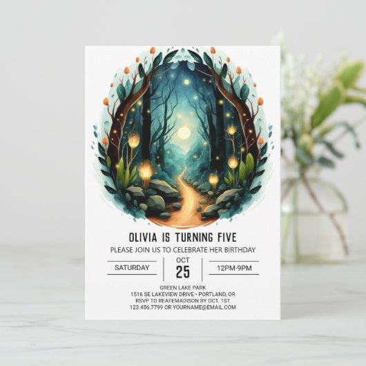 Digital Adventure Natuur Woodland Birthday Kaart (Staand voorkant)