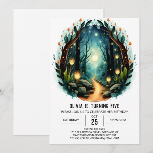 Digital Adventure Natuur Woodland Birthday Kaart (Voorkant / Achterkant)