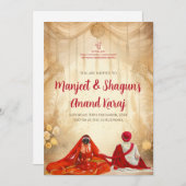 Digital Anand Karaj nodigt Sikh uitnodigingen uit (Voorkant / Achterkant)