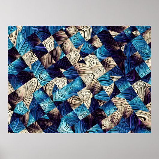 Digital art abstract pattern. Abstract blue image Poster (Voorkant)