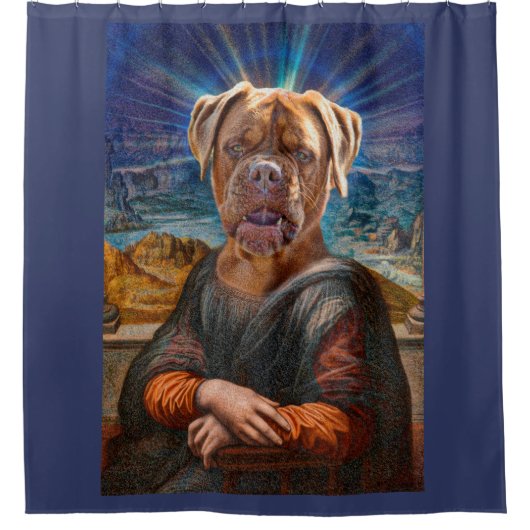 Digital ART - BULLDOG MONA LISA Douchegordijn (Voorkant)