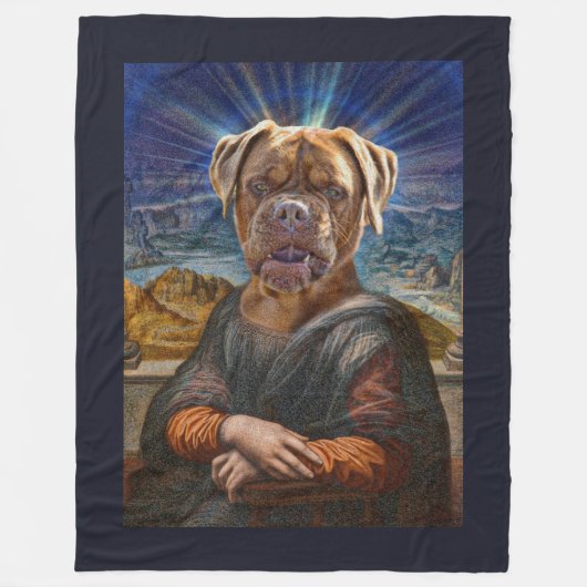 Digital ART - BULLDOG MONA LISA Fleece Deken (Voorkant)