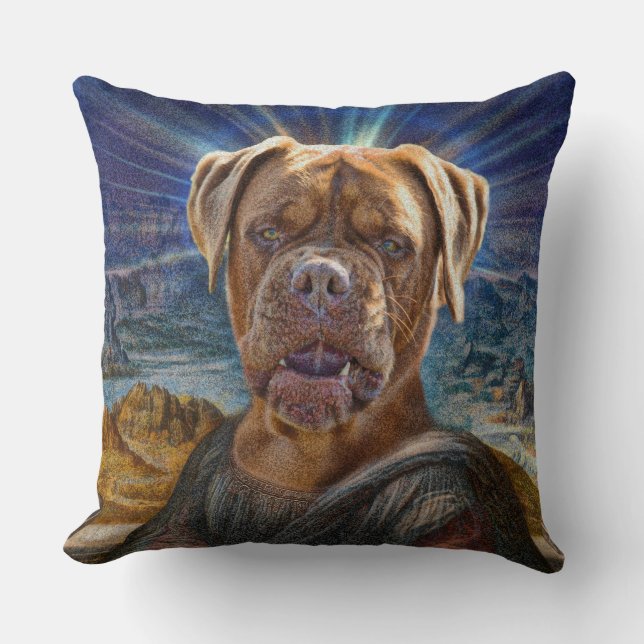 Digital ART - BULLDOG MONA LISA Kussen (Voorkant)