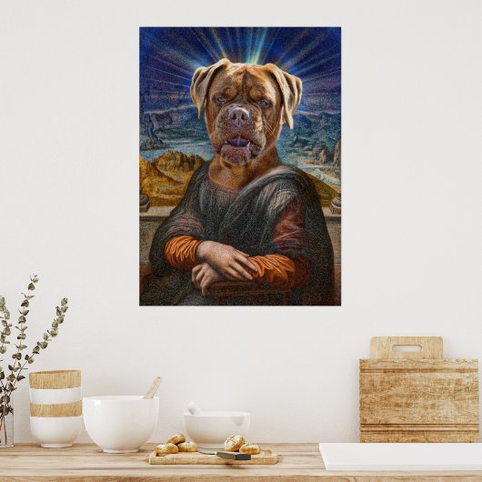 Digital ART - BULLDOG MONA LISA Poster (Keuken)