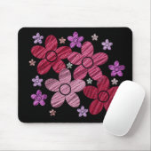 Digital Art Floral Explosion on Black Mousepad Muismat (Met muis)