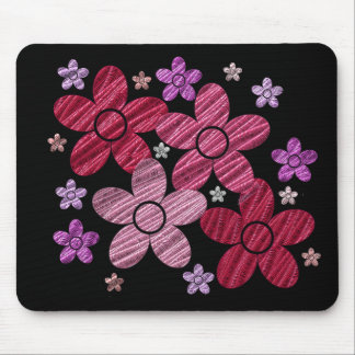 Digital Art Floral Explosion on Black Mousepad Muismat