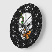 Digital Art Skull en Monarch Butterfly Grote Klok (Hoek)