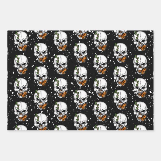 Digital Art Skull en Monarch Butterfly Inpakpapier Vel (Voorkant 2)