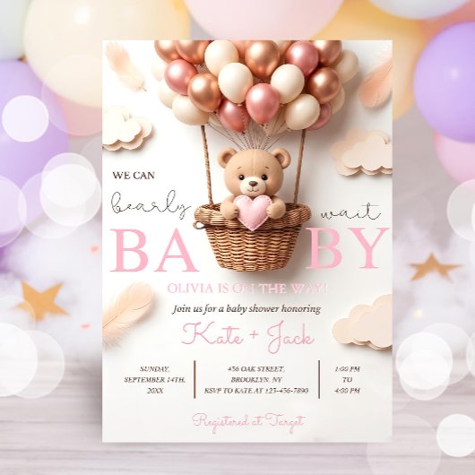 Digital Baby Girl Shower Invitation Template, Edit Kaart