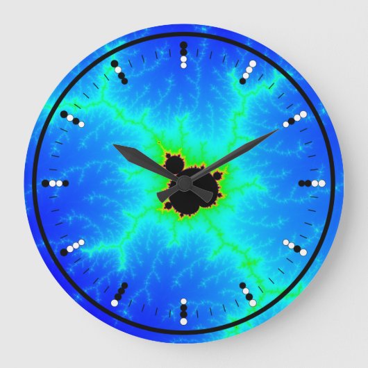 Digital (Binary) Analog Clock w Mandelbrot Fractal Grote Klok (Voorkant)
