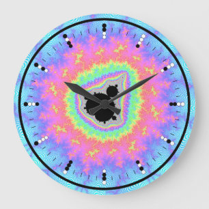 Digital (Binary) Analog Clock w Mandelbrot Fractal Grote Klok