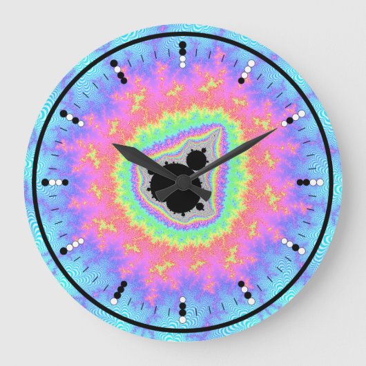 Digital (Binary) Analog Clock w Mandelbrot Fractal Grote Klok (Voorkant)