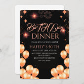 Digital Birthday Dinner Invitation Template, Black (Voorkant / Achterkant)