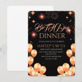 Digital Birthday Dinner Invitation Template, Black (Voorkant / Achterkant)