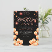 Digital Birthday Dinner Invitation Template, Black (Staand voorkant)