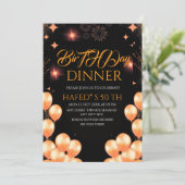 Digital Birthday Dinner Invitation Template, Black Kaart (Staand voorkant)