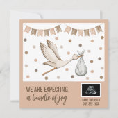 Digital Boho Stork Gender Neutral Ultrasound Aankondiging (Voorkant)