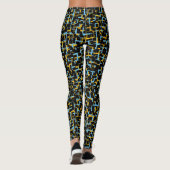 Digital Camo Black Blue Yellow Pattern Leggings (Achterkant)