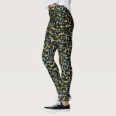 Digital Camo Black Blue Yellow Pattern Leggings (Links)