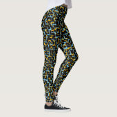 Digital Camo Black Blue Yellow Pattern Leggings (Rechts)