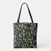 Digital Camo Black Blue Yellow Pattern Tote Bag (Achterkant)
