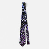 Digital Camo Black White Blue Paars Pattern Stropdas (Voorkant)