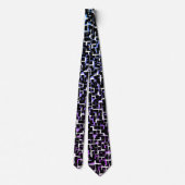 Digital Camo Black White Blue Paars Pattern Stropdas (Achterkant)