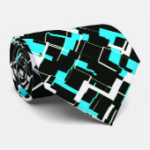 Digital Camo Black White Blue Pattern Stropdas (Opgerold)
