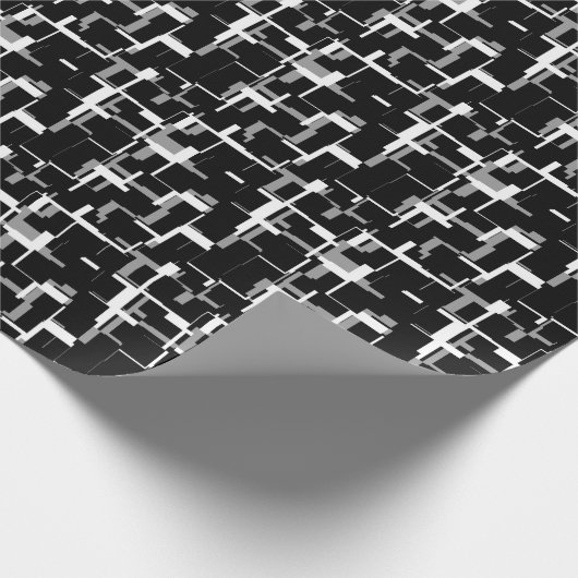 Digital Camo Black White Grey Gray Pattern Cadeaupapier (Hoek)