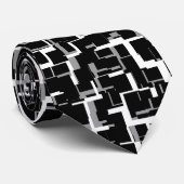 Digital Camo Black White Grey Pattern Stropdas (Opgerold)