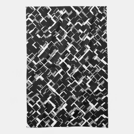 Digital Camo Black White Grey Pattern Theedoek (Verticaal)