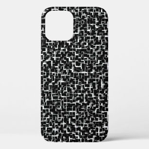 Digital Camo Black White Pattern iPhone 12 Hoesje